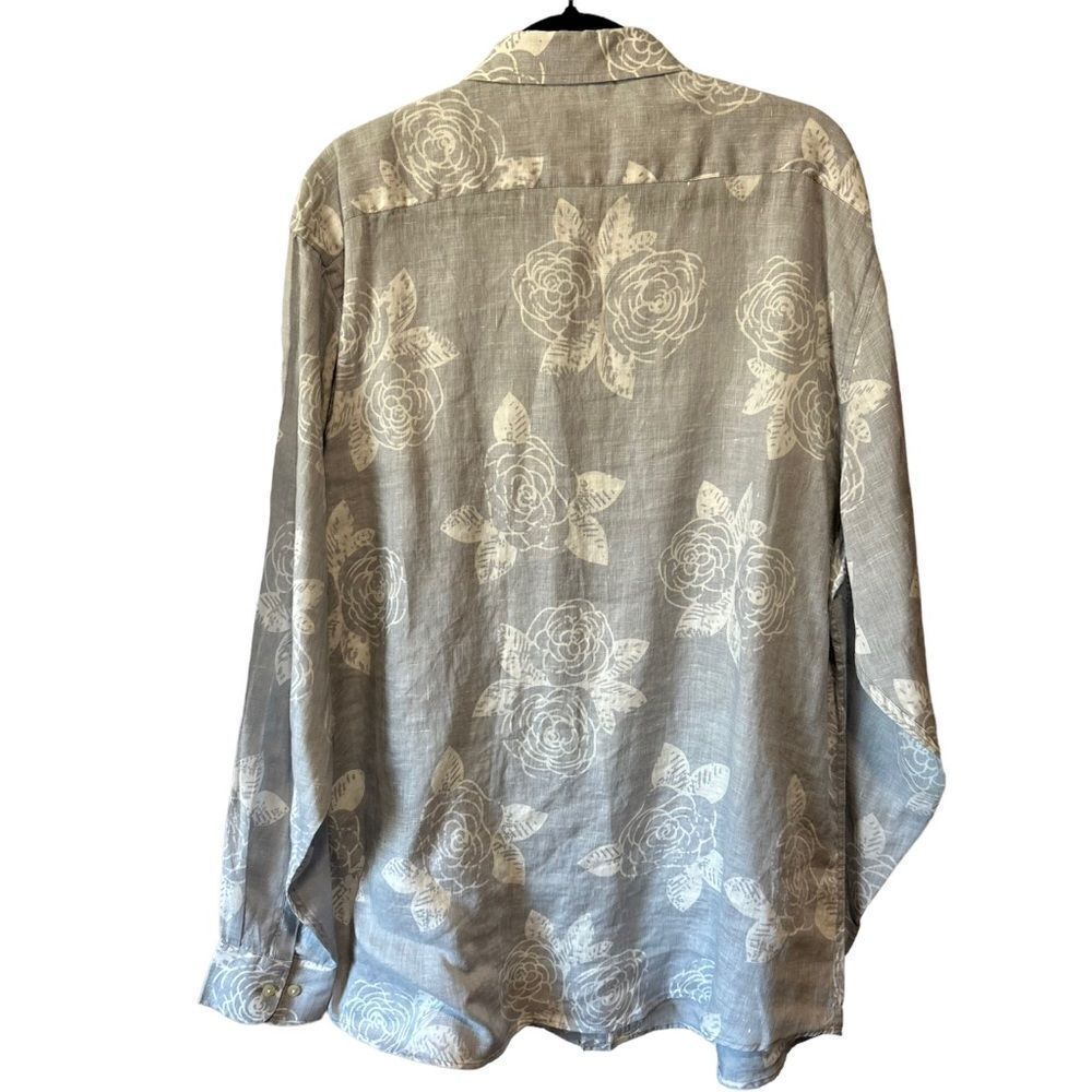 Blue By Saks Fifth Avenue Floral Linen Long Sleeved Slim Fit Button Down Shirt — image 8 of 8